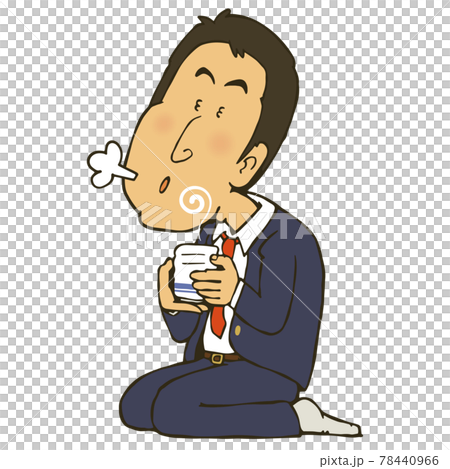 床に座って休憩しているサラリーマンのイラスト 78440966