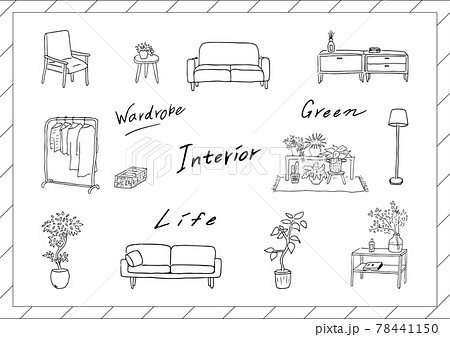 手描き インテリア セットのイラスト素材 [78441150] - PIXTA