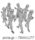 スマホを見ながら歩く人々・歩きスマホの人々のイラスト 78441177