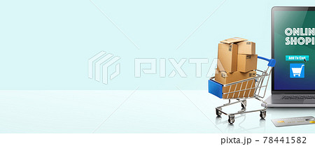 ネットショッピングで、たくさんの買い物をしているイメージ 78441582