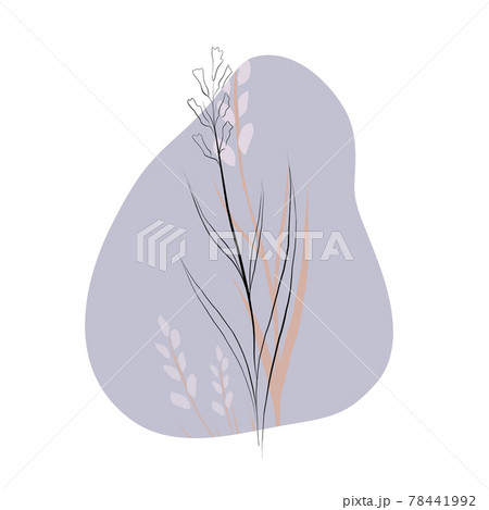 Delicate illustration of outline sketch of wild flowers on gentle pastel color spot. Vector natural contour fashion drawing. Delicate illustration of outline sketch of wild flowers on gentle pastel color spot. Vector natural contour fashion drawing. 78441992