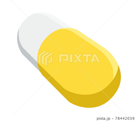 医薬品市販薬カプセルの薬のイラスト白背景 立体不透明のイラスト素材
