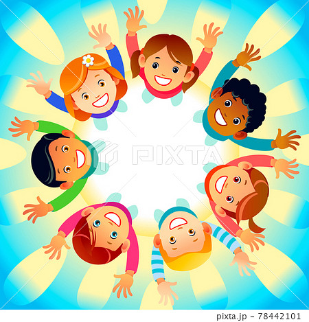 Multicultural kids in a circle with happy... - Stock Illustration  [78442101] - PIXTA