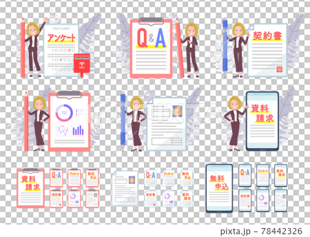Set of various documents and blonde business women Set of various documents and blonde business women 78442326