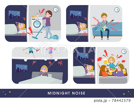 隣人の騒音に苦しむ金髪ビジネス女性のセット 78442379