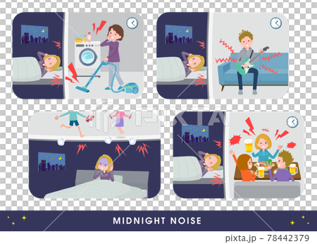 隣人の騒音に苦しむ金髪ビジネス女性のセット 78442379