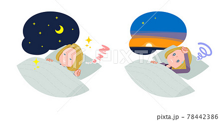 安眠・不眠の金髪ビジネス女性のセット 78442386