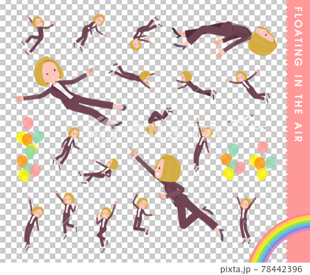 A set of blonde business women floating in the air 78442396