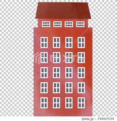 イラスト素材 北欧風の建物 かわいい赤いのマンションのイラストのイラスト素材