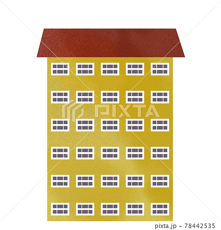 イラスト素材 北欧風の建物 かわいい黄色のマンションのイラストのイラスト素材