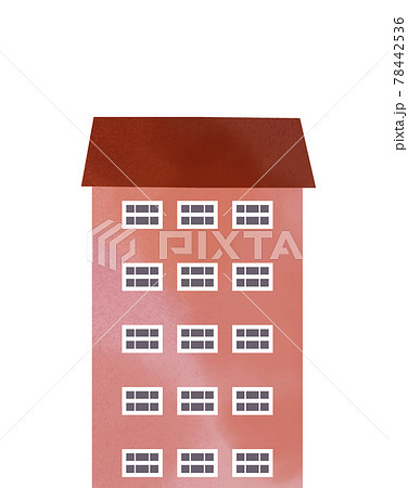 イラスト素材 北欧風の建物 かわいいピンク色のマンションのイラストのイラスト素材
