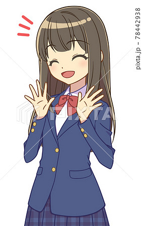 喜ぶブレザーの女の子 78442938