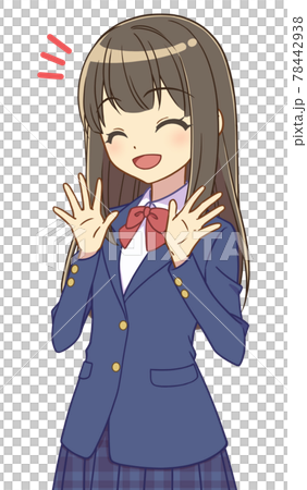 喜ぶブレザーの女の子 78442938