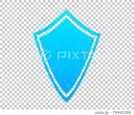 青いシールドのシルエットのイラスト素材