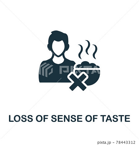 Loss Of Sense Of Taste icon. Monochrome simple element from coronavirus symptoms collection. Creative Loss Of Sense Of Taste icon for web design, templates, infographics and more 78443312
