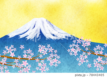 富士山 日本 年賀状 桜 背景のイラスト素材