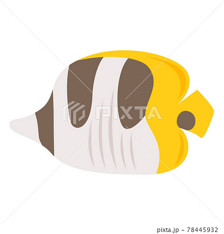 シュノーケリングで見る黄色と黒色の魚、チョウチョウウオのイラスト。 78445932