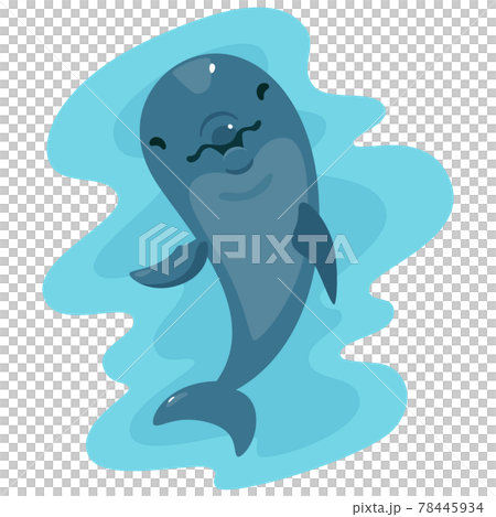 一隻微笑的海豚在水中的插圖。 78445934