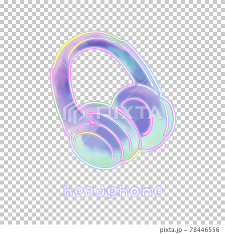 用彩色線條繪製的藍色耳機材料 78446556