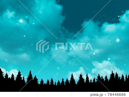 夜空の背景と木のシルエット 夜空の背景と木のシルエット 78446666
