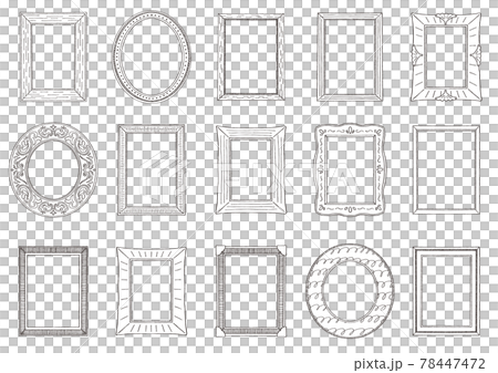 手繪相框框架設置與白色背景 78447472