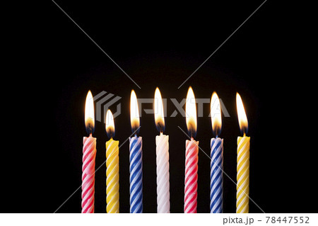 Collection set of birthday candles on black background, anniversary celebration concept Collection set of birthday candles on black background, anniversary celebration concept 78447552