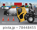 Set of Cargo Trucks Transportation with Container isolated Vector Illustration 78448455