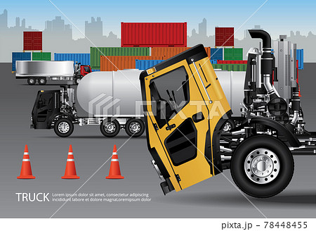 Set of Cargo Trucks Transportation with Container isolated Vector Illustration Set of Cargo Trucks Transportation with Container isolated Vector Illustration 78448455