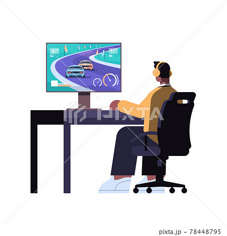 professional virtual gamer playing online video game on his personal computer 78448795