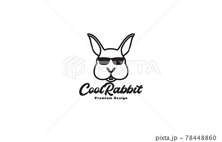 Cool Head Rabbits Cartoon Logo Vector Icon のイラスト素材
