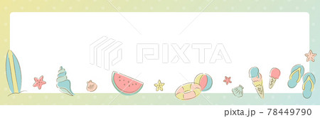 夏のアイテムフレーム 横長 のイラスト素材