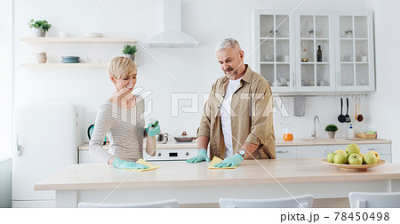 Clean house, hygiene, household chores on weekend together 78450498