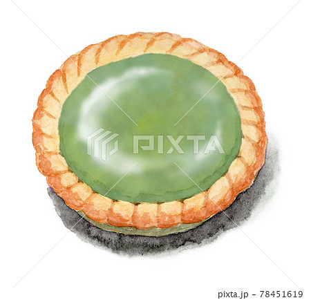 アナログ水彩抹茶チーズタルトのイラスト素材 アナログ水彩抹茶チーズタルトのイラスト素材
