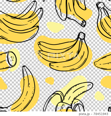 BANANA PATTERN Abstract Ripe Delicious Tropical Fruit Individually Peeled And In A Bunch For Paleo Diet In Sketch Style Seamless Background Vector Illustration BANANA PATTERN Abstract Ripe Delicious Tropical Fruit Individually Peeled And In A Bunch For Paleo Diet In Sketch Style Seamless Background Vector Illustration 78451943