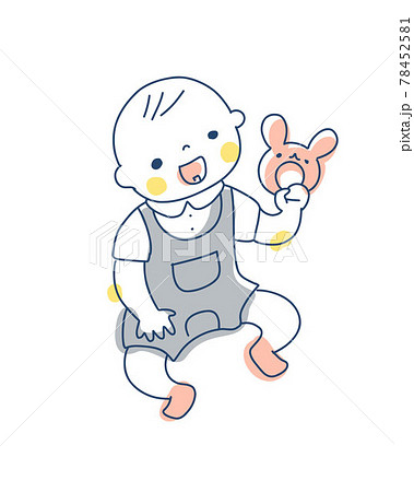 ガラガラを持って遊ぶ赤ちゃん 78452581