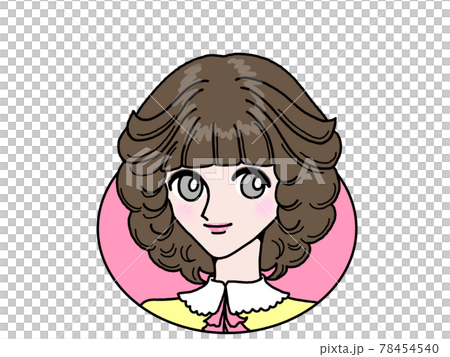 流行ヘアメイク80年代アイドル風ファッションの女性のイラスト素材