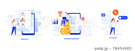 People use gadgets. set of icons, illustration 78454905