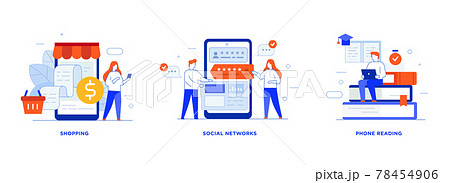 People use gadgets. set of icons, illustration 78454906