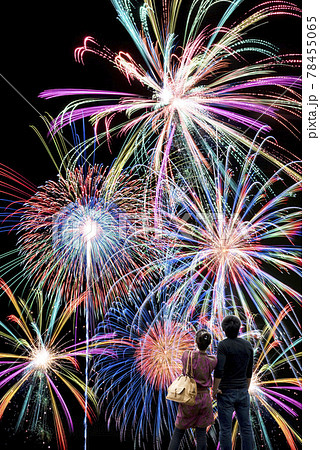 Fireworks / Date / Summer image Back view of..
