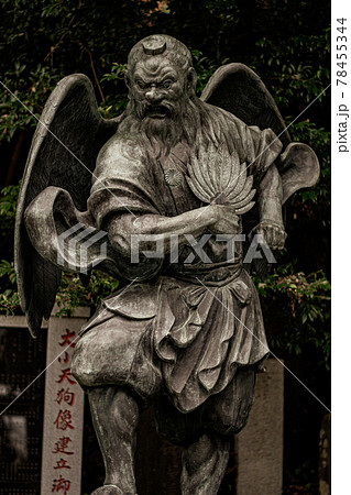 天狗の銅像と影 78455344