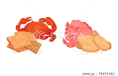 Flavored Crouton as Pieces of Seasoned Rebaked Bread Vector Set Flavored Crouton as Pieces of Seasoned Rebaked Bread Vector Set 78455461