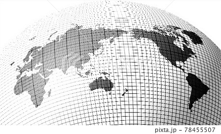 グレーのデジタルネットワーク地球イメージ白背景 グレーのデジタルネットワーク地球イメージ白背景 78455507