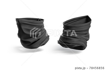 blank black neck gaiter mockup, half-turned view, side and back 78456856