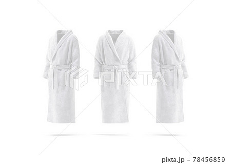Blank white hotel bathrobe mockup, front and side view Blank white hotel bathrobe mockup, front and side view 78456859