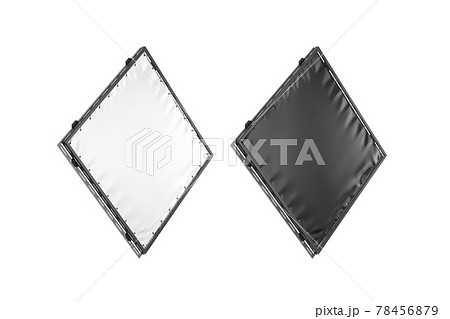 Blank black and white rhombus stretching banner mockup set, isolated 78456879