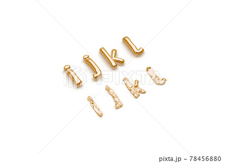 Inflated, deflated gold i j k l letters, balloon font 78456880