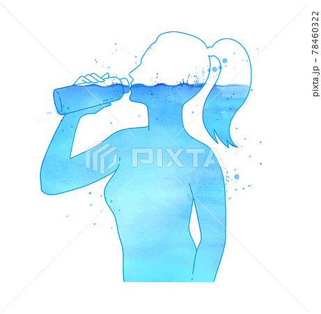 Female silhouette with bottle of mineral water 78460322