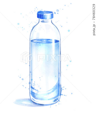 Watercolor illustration of bottle of water 78460329