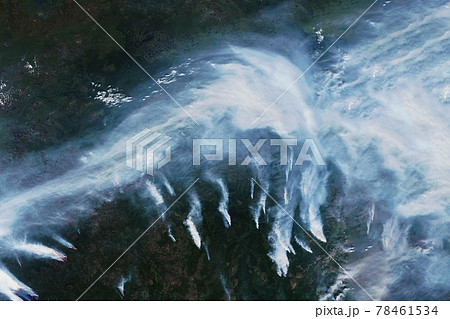 Forest fire from space. Elements of this image were furnished by NASA. 78461534