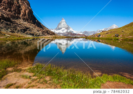 Riffelsee lake and Matterhorn, Switzerland 78462032